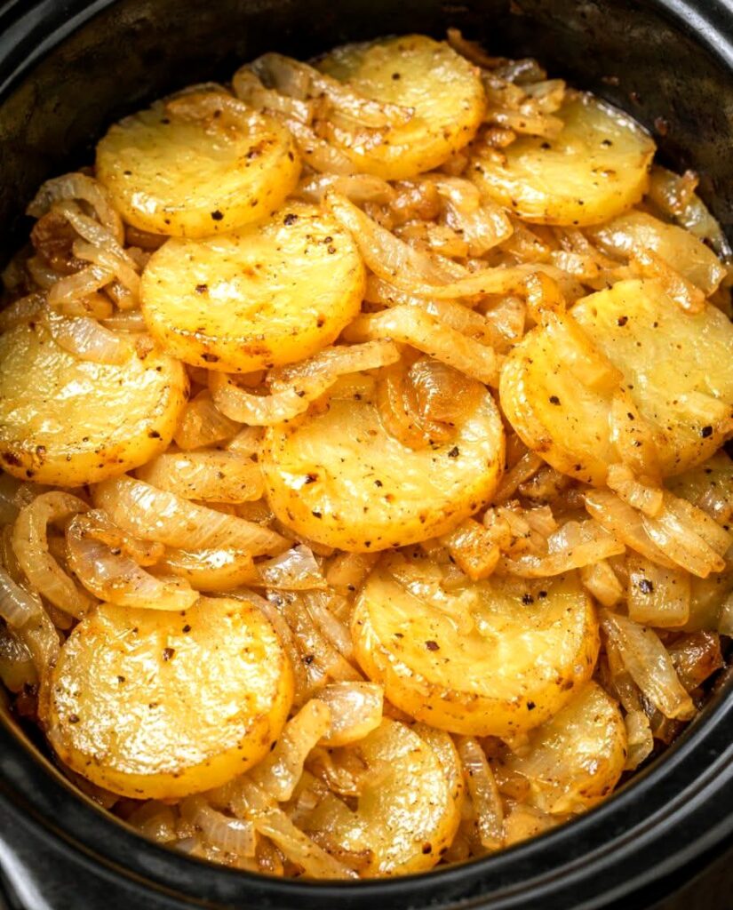 Easy Slow Cooker Potato and Onion Bake