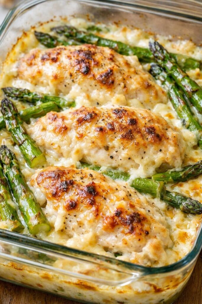 Creamy Baked Chicken and Asparagus Casserole (Easy Family Dinner Recipe)