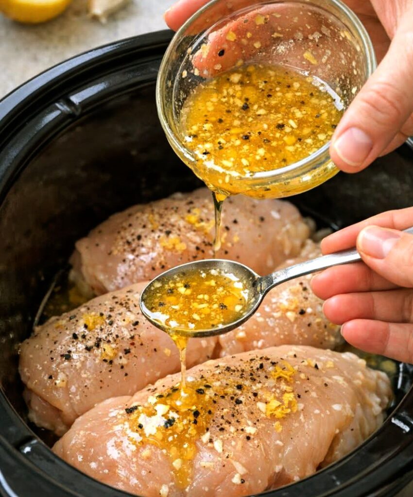 Slow Cooker Honey Lemon Pepper Chicken