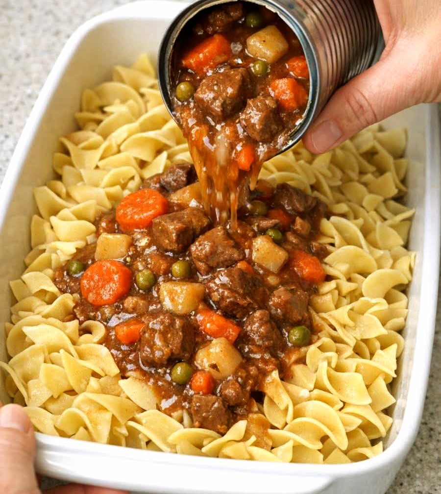 Oven-Baked Amish Beef Stew Noodles Casserole