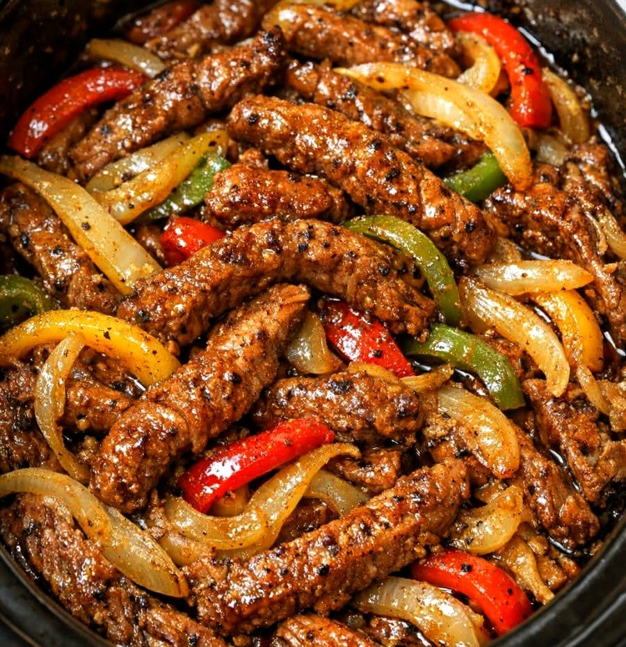 Easy Slow Cooker Steak Fajitas Recipe