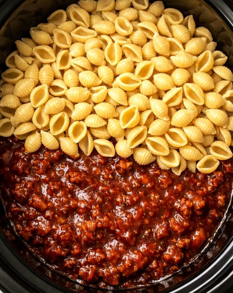 Slow Cooker Baked Bean Pasta Recipe