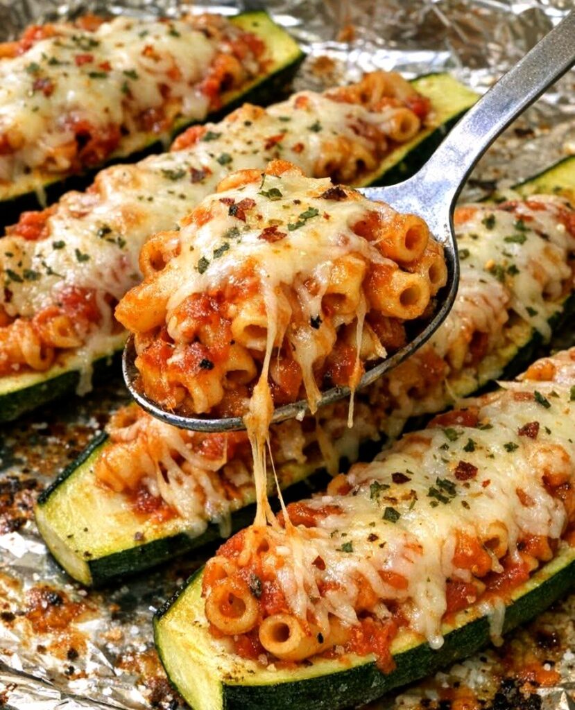 Easy Cheesy Zucchini Boat Pasta Bake