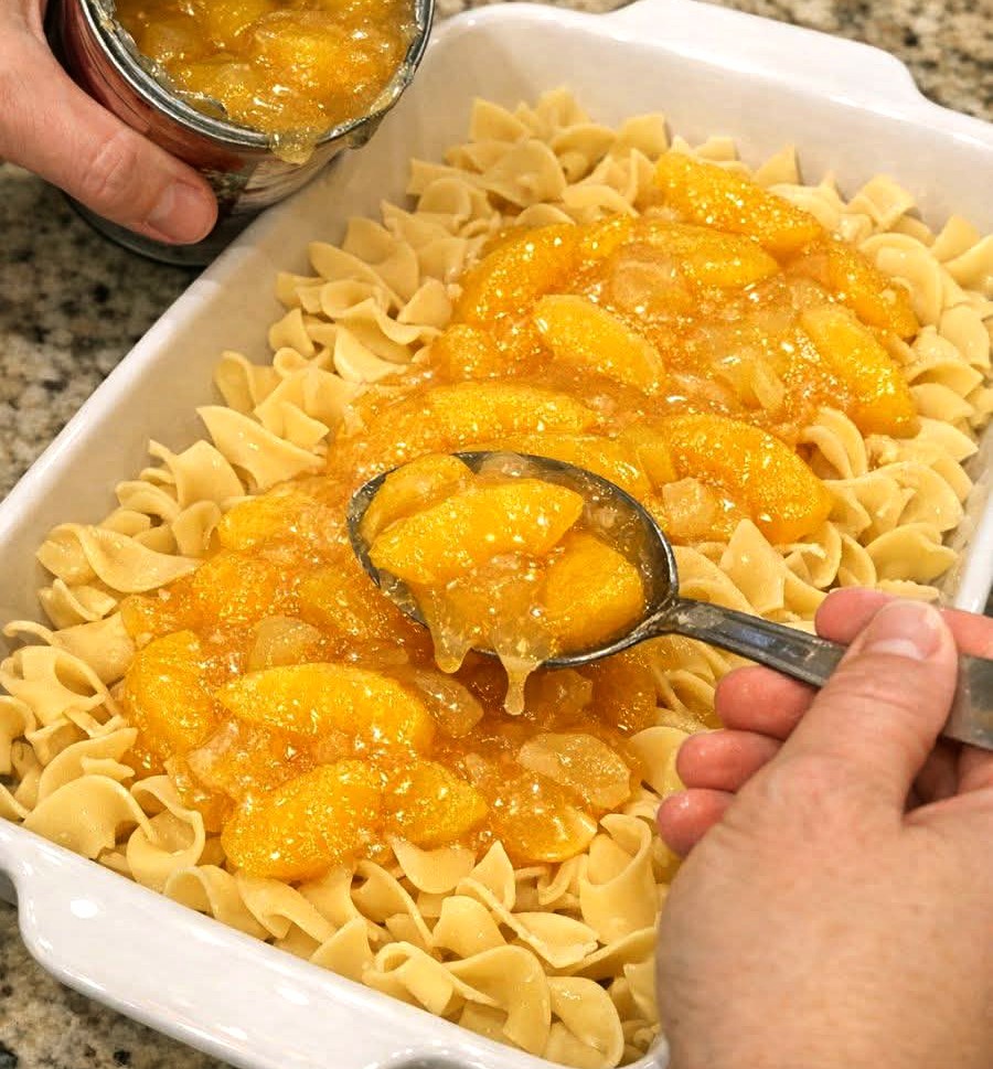 Easy Amish Peach Noodle Pudding Recipe