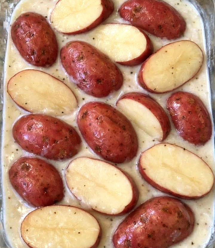 Easy Creamy Baked Red Potato Halves Recipe