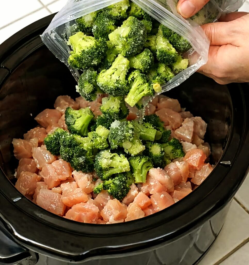 Slow Cooker Amish Broccoli Chicken Noodles