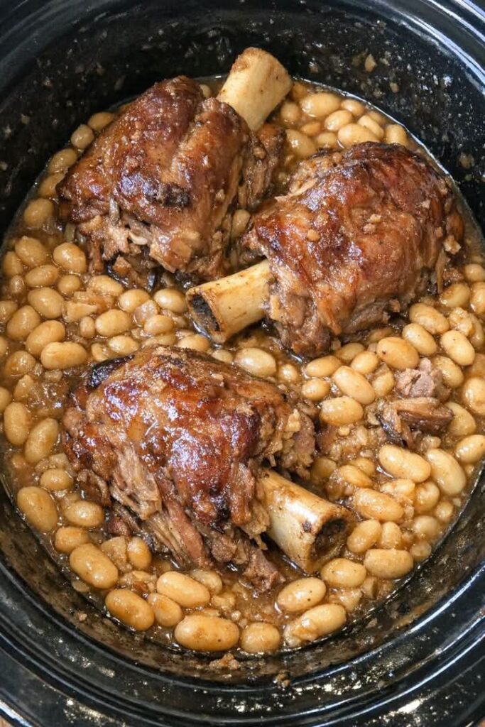 Slow Cooker Beef Shanks and Navy Beans