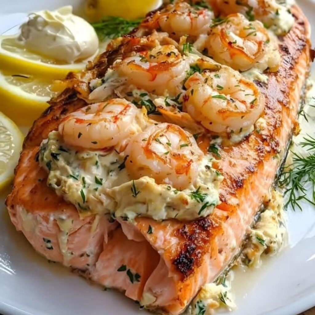 Crab and Shrimp Stuffed Salmon