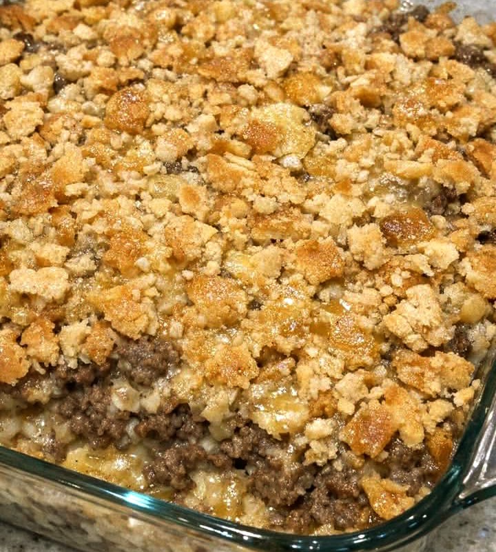 Creamy Ground Beef Ritz Cracker Casserole