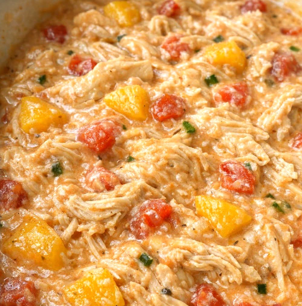 Slow Cooker Creamy Peach Salsa Chicken