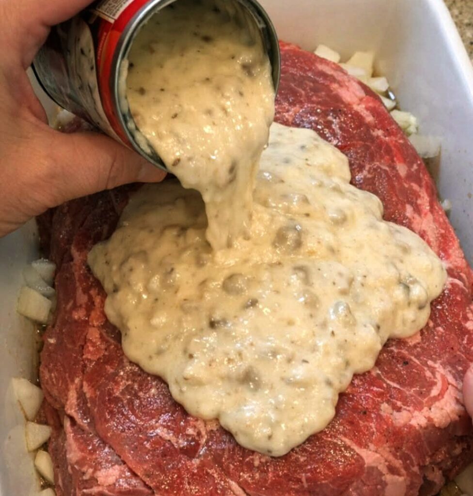 Oven Baked Amish Beef and Mushroom Gravy Casserole