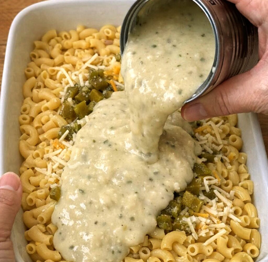 Creamy Poblano Soup Macaroni Casserole