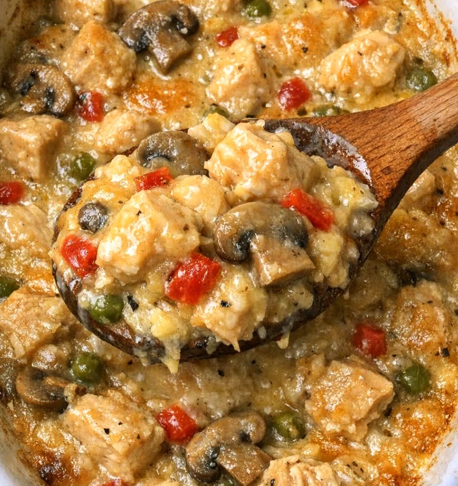 3-Ingredient Chicken à la King Casserole