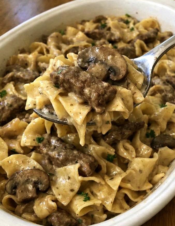 Oven Baked Beef Stroganoff Pasta
