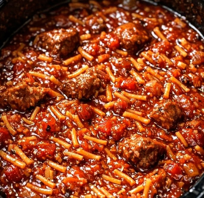 5-Ingredient Slow Cooker Fideo with Ground Beef