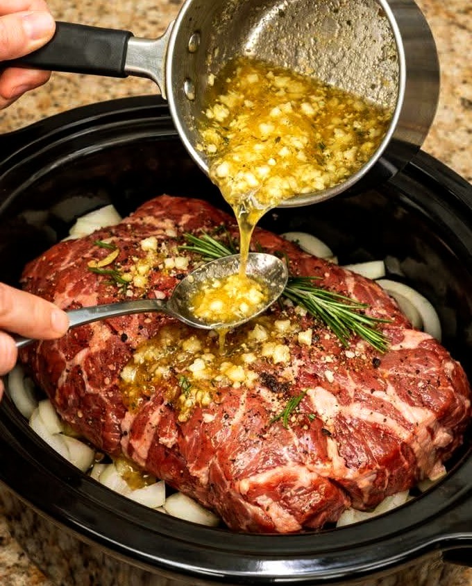 Slow Cooker Garlic Herb Beef Chuck Roast