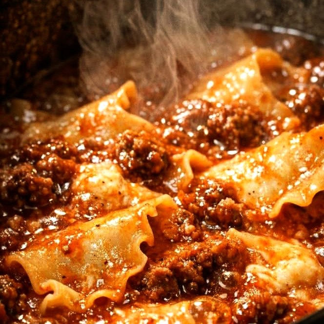 4-Ingredient Slow Cooker Broken Lasagna Noodles
