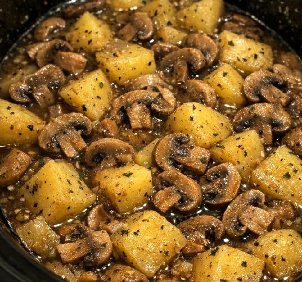 Slow Cooker Potatoes and Mushrooms
