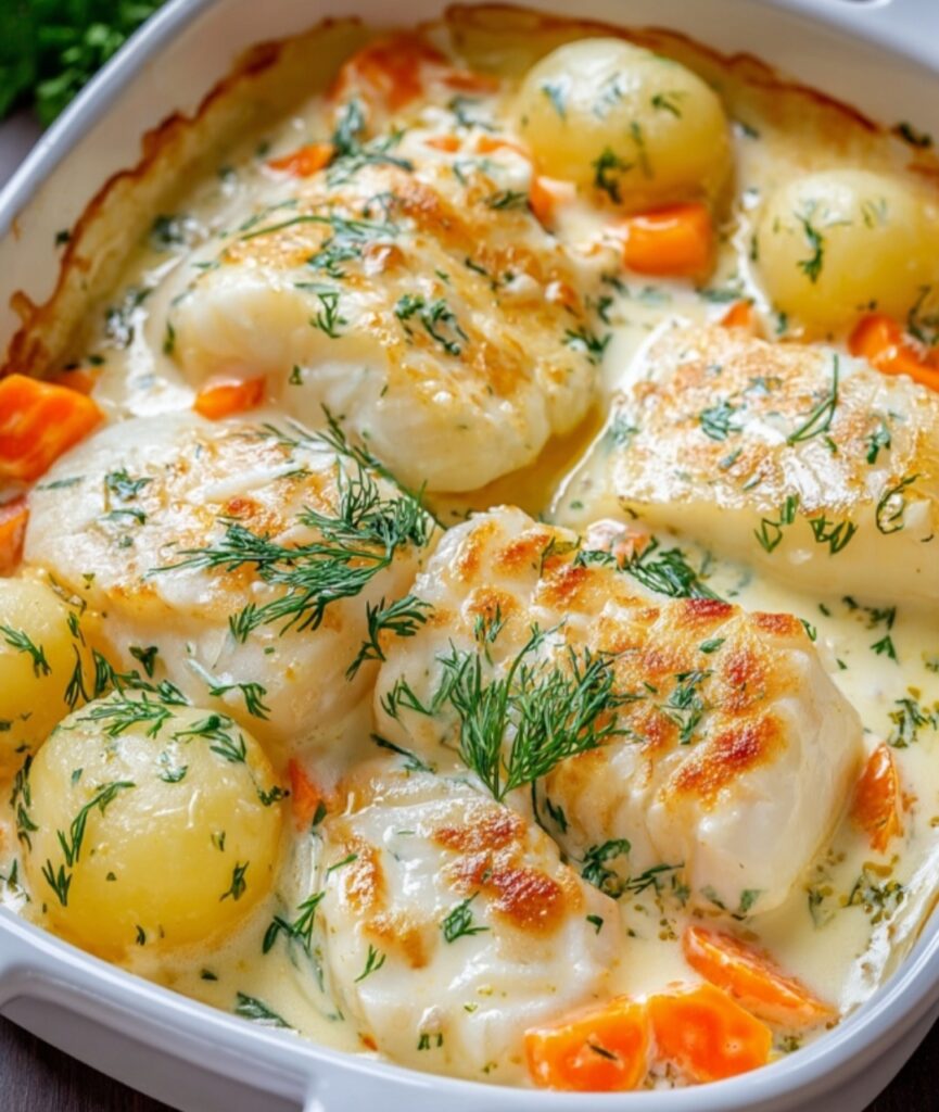 Creamy baked fish casserole