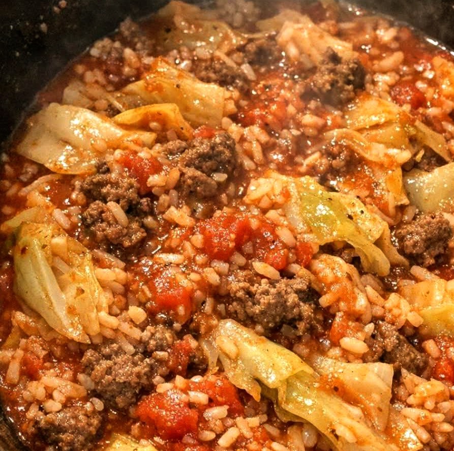 Slow Cooker Lazy Cabbage Roll Casserole