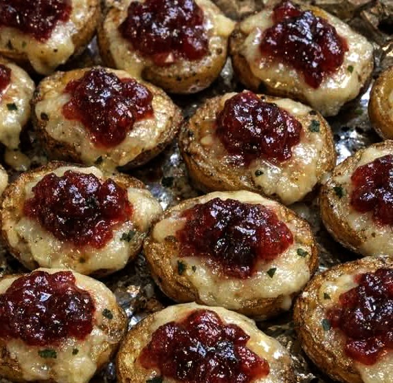 Oven Baked Cranberry Brie Potato Bites