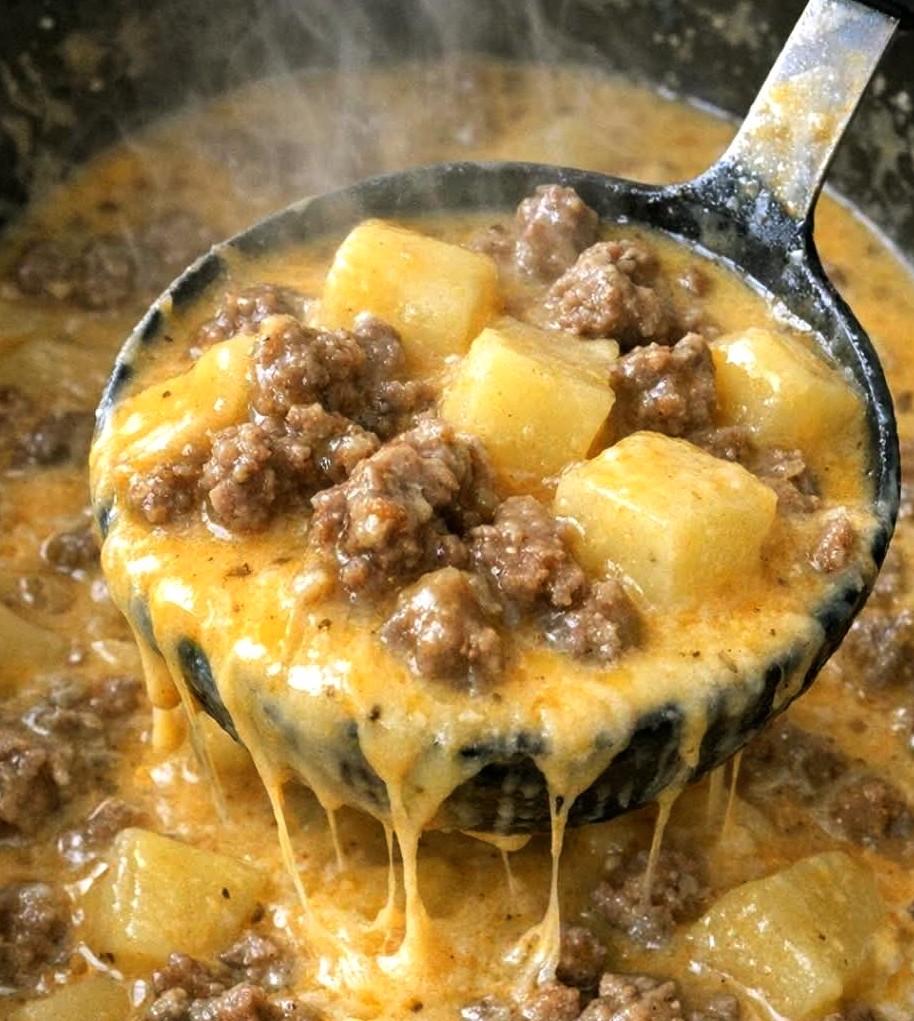 Slow Cooker Cheeseburger Soup